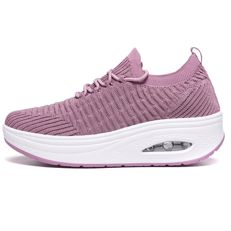 Fashion Breathable Mesh Women Shoes Wedges Heel Shoes Ladies Knitting Sock Sneakers Women Platform Casual Shoes