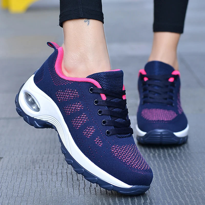 Fashion Casual Women Shoes Heighten Comfortable Mesh Breathable Walking Ladies Shoes Air Shoes Sneakers Women Thick Bottom
