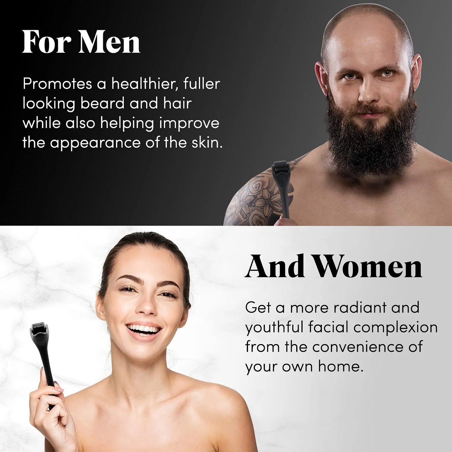 Derma Roller for Skin,Beard & Hair 0.2mm\0.25mm\0.3mm needle- Micro Face Roll Tool 540 Needles for Facial,Body & Hair Growth