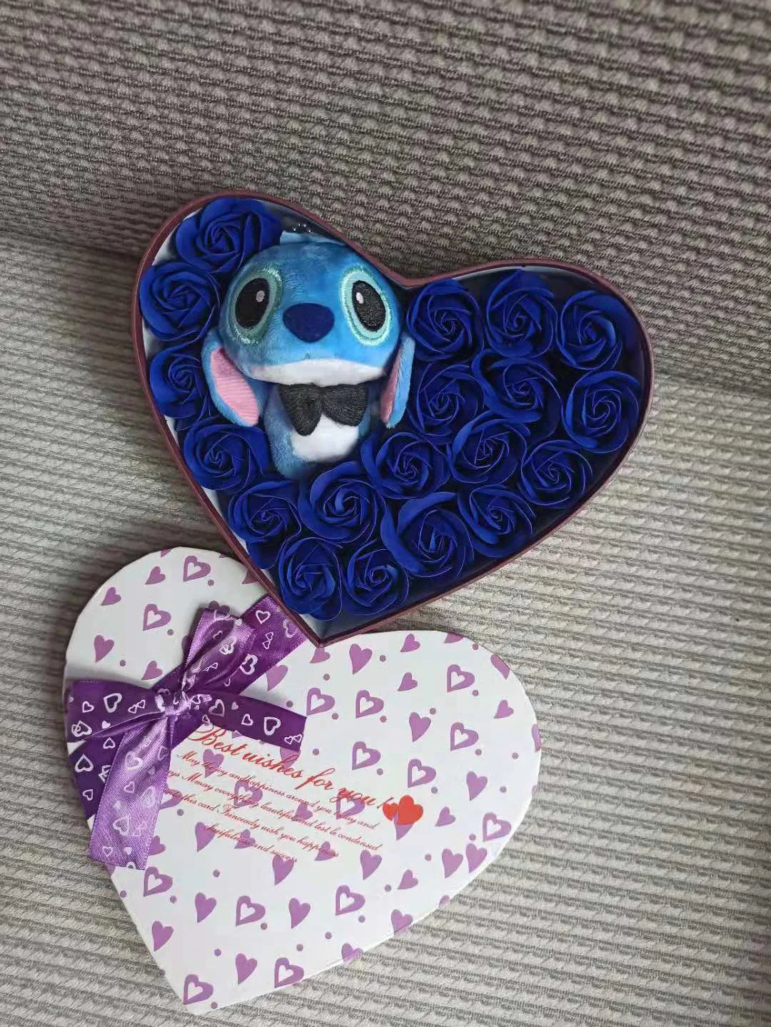 Disney Cartoon Lilo Stitch Plush Doll Toys Rose Bouquet Gift Box Stitch Flower Bouquet Home Decoration Valentine Christmas Gifts
