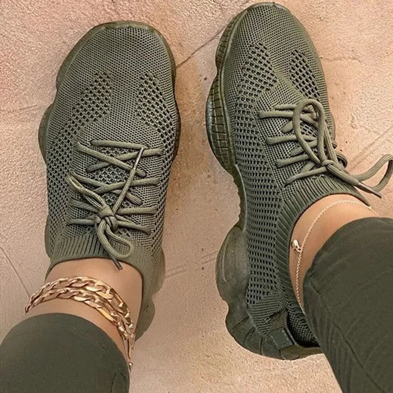 Fashion Platform Sneakers Women Shoes Sport Running Summer Breathable Mesh Casual Shoes Women Lace-up Ladies Vulcanized Shoes