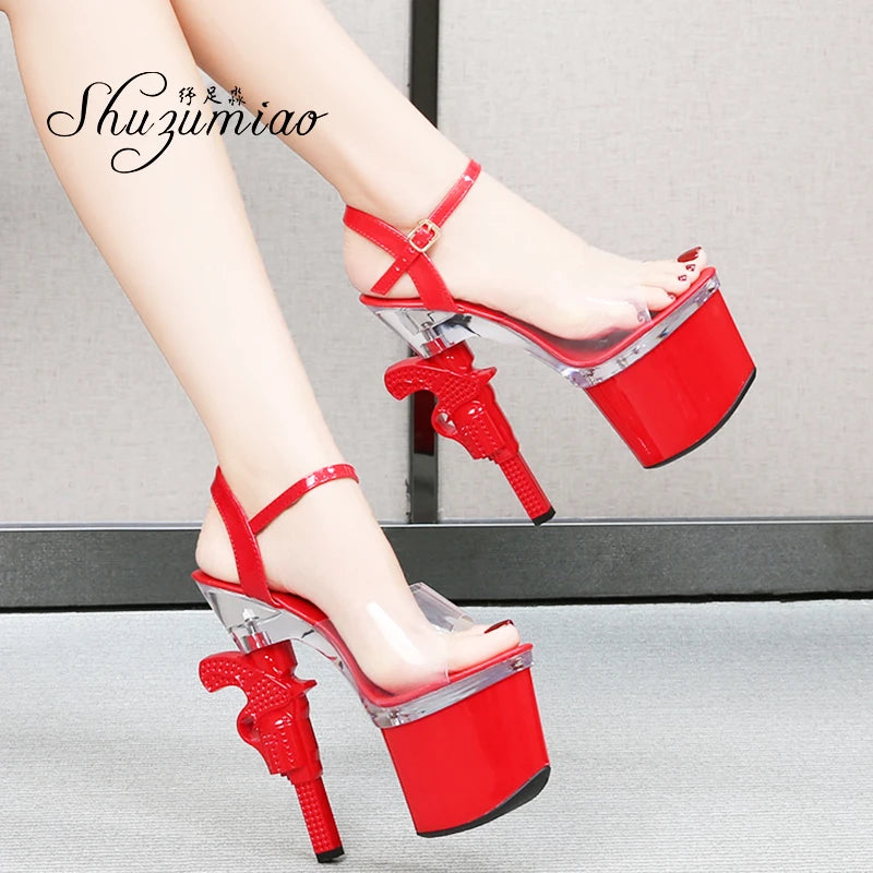 Women Shoes 2020 Luxury Brand Wedding Dress 2020 Bride Shoes Platform Sandals Super High Heels Transparent Heels Sexy Stripper