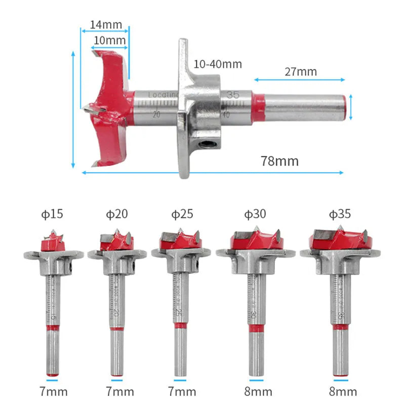 Diameter 15,20,25,30,35mm Adjustable Carbide Drill Bits Hinge Hole Opener Boring Bit Tipped Drilling Tool Woodworking Cutter
