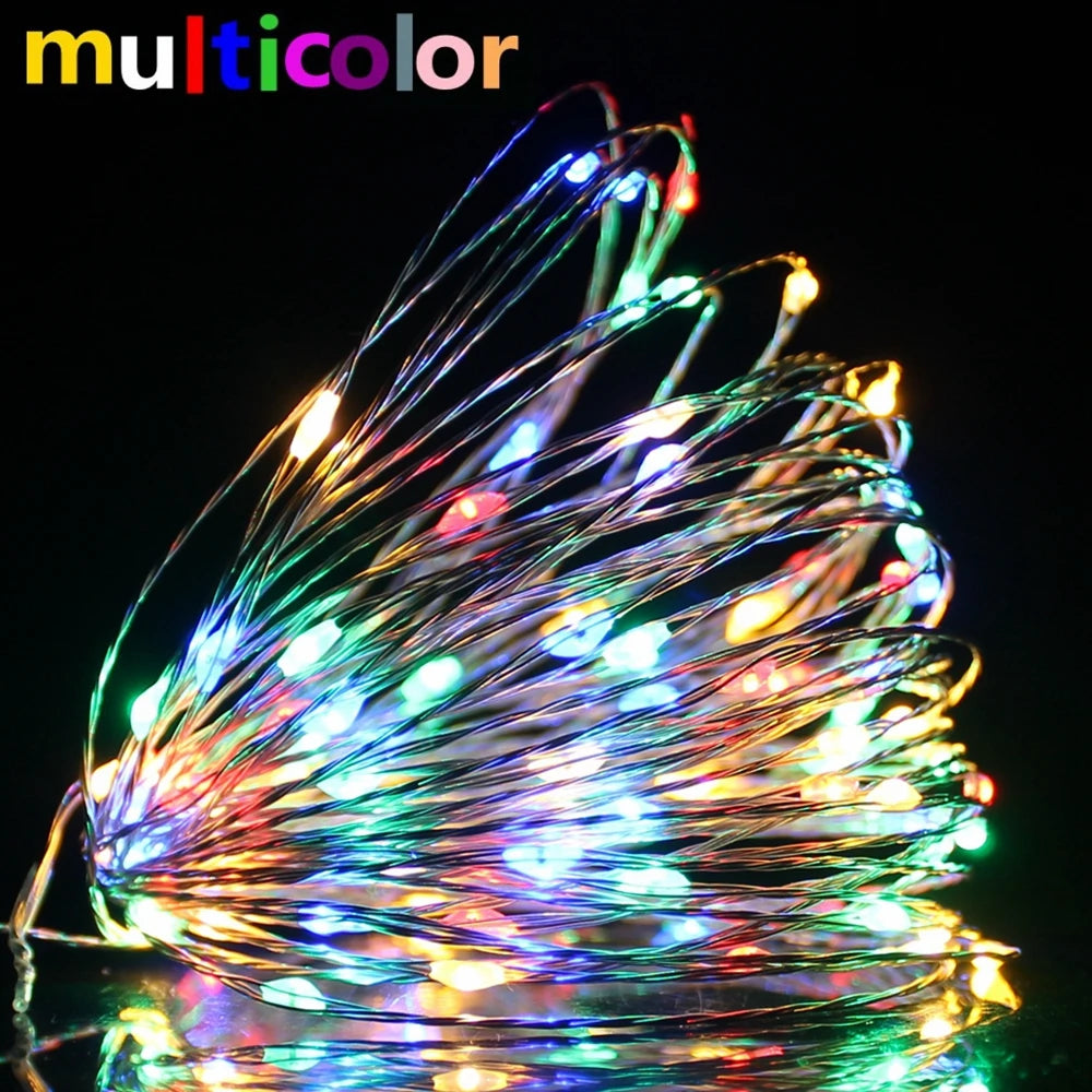 Fairy Lights Copper Wire LED String Lights Christmas Garland Indoor Bedroom Home Wedding New Year Decoration Battery