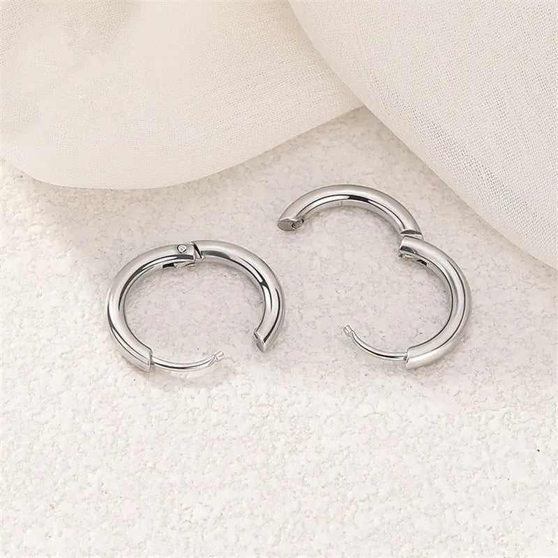 5pcs/lot Stainless Steel Circle Hoop Earrings For Women Girls Black Gold Color Silver Color Round Geometry Earrings Jewelry