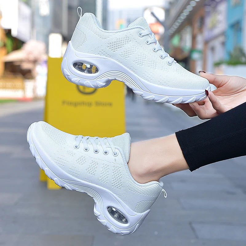 Fashion Casual Women Shoes Heighten Comfortable Mesh Breathable Walking Ladies Shoes Air Shoes Sneakers Women Thick Bottom