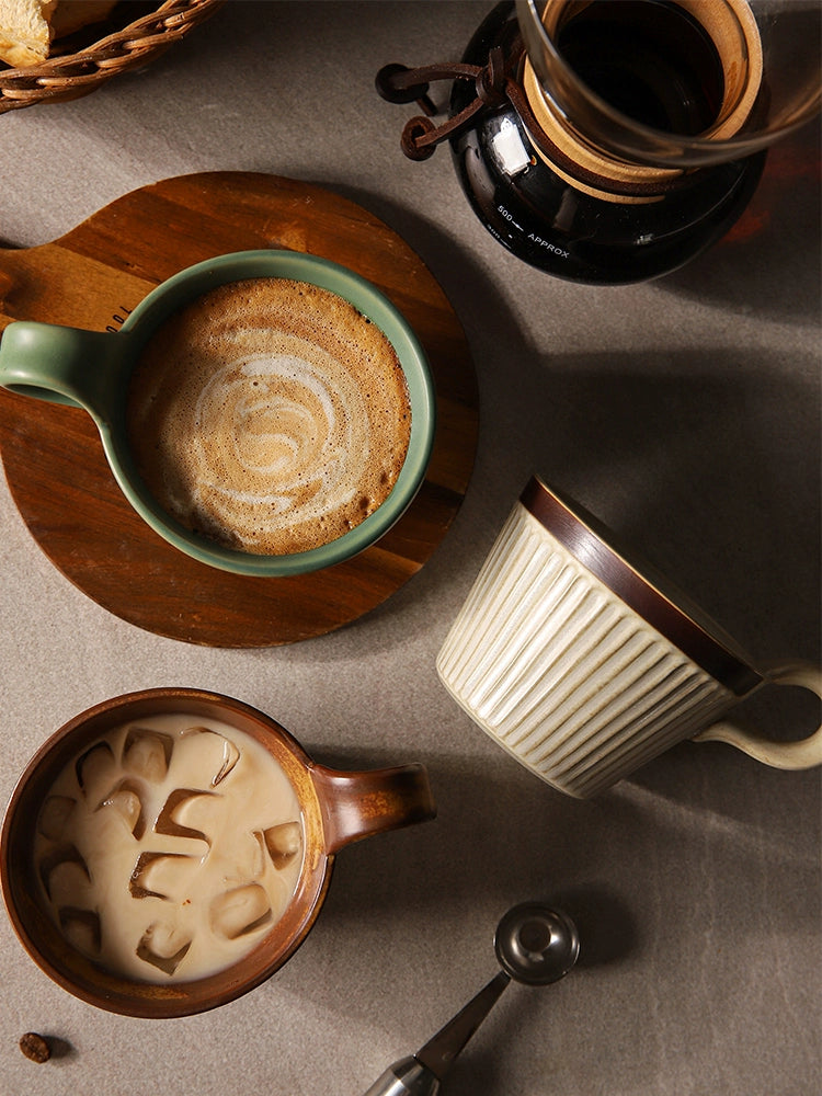 Sheli Japanese Style Coarse Pottery Coffee Cup Design Niche Retro Mug Home Breakfast Milk Cup Couple Water Cup