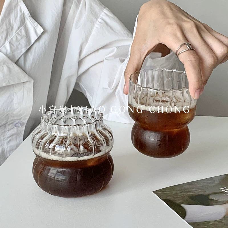 Niche Style Ins Style Chubby Toot Ice American Coffee Cup Milk Latte Glass Stylish Medieval Drink Cup