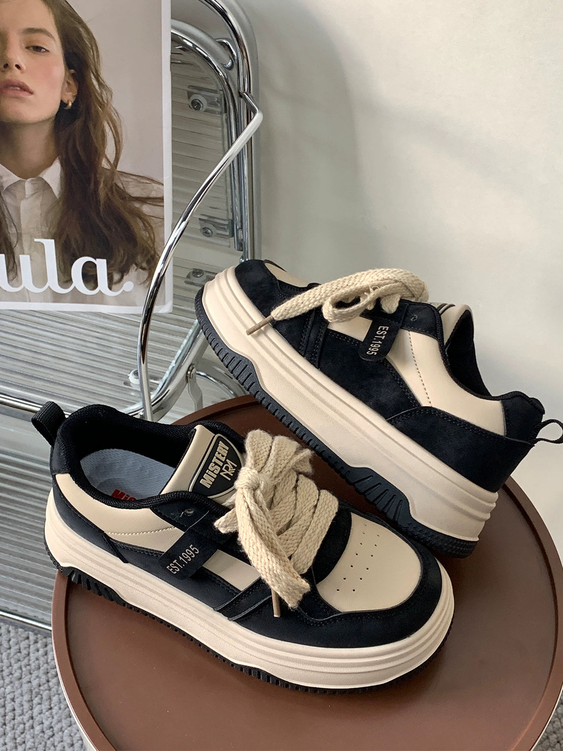 Meila Thick Sole Women's Fall and Winter Chinese Fad Plush Padded Board Shoes