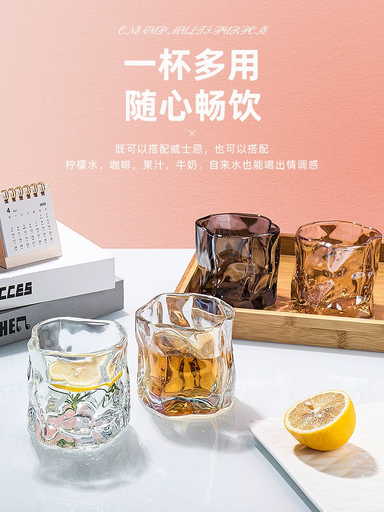 Good-looking Ins Style Glass Women's Wine Cup Special-Interest Design Coffee Cup Clear Water Cup Juice Drink Cup