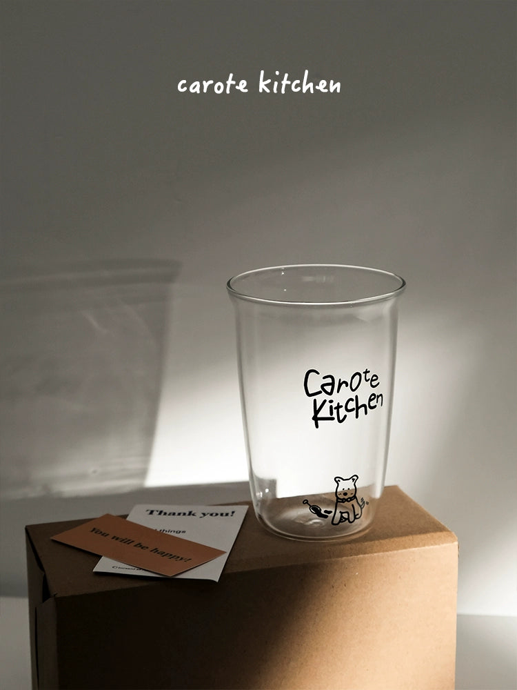 Carote Borosilicate Glass Water Cup High Temperature Resistant Coffee Cup Tea Milk Girls' Home Internet Celebrity Drinking Cup