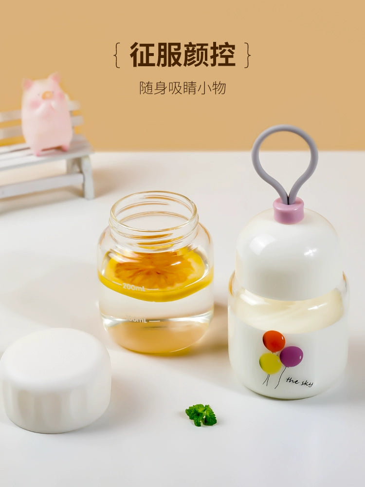Mini Glass Cup Household High Temperature Resistant Chubby Cup Portable Small Water Cup Shake Cup Milk Coffee Cup Soybean Milk Cup