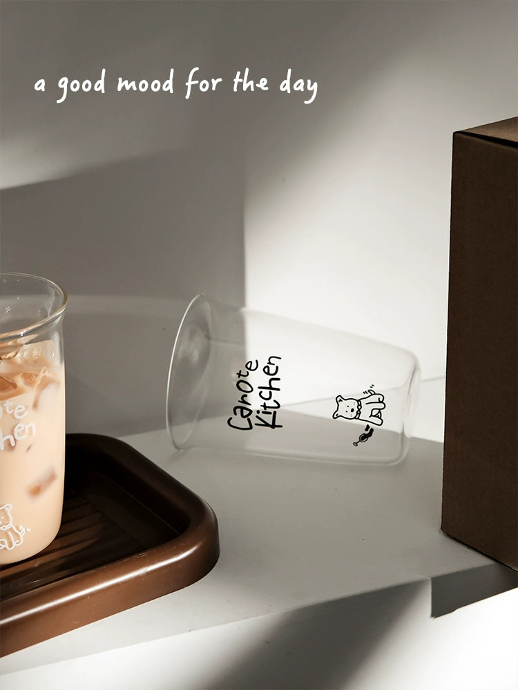 Carote Borosilicate Glass Water Cup High Temperature Resistant Coffee Cup Tea Milk Girls' Home Internet Celebrity Drinking Cup