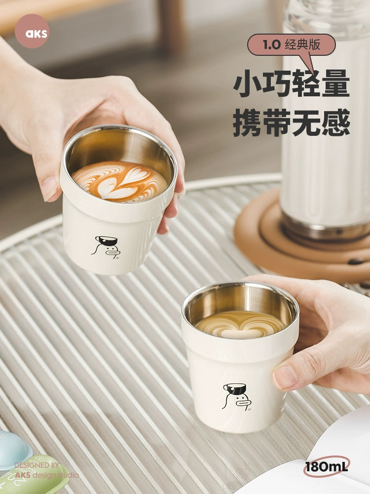 Aksxgaga Outdoor Drinking Glass Coffee Cup Tumbler Good-looking Camping Portable Stainless Steel Small Cup Tea Cup