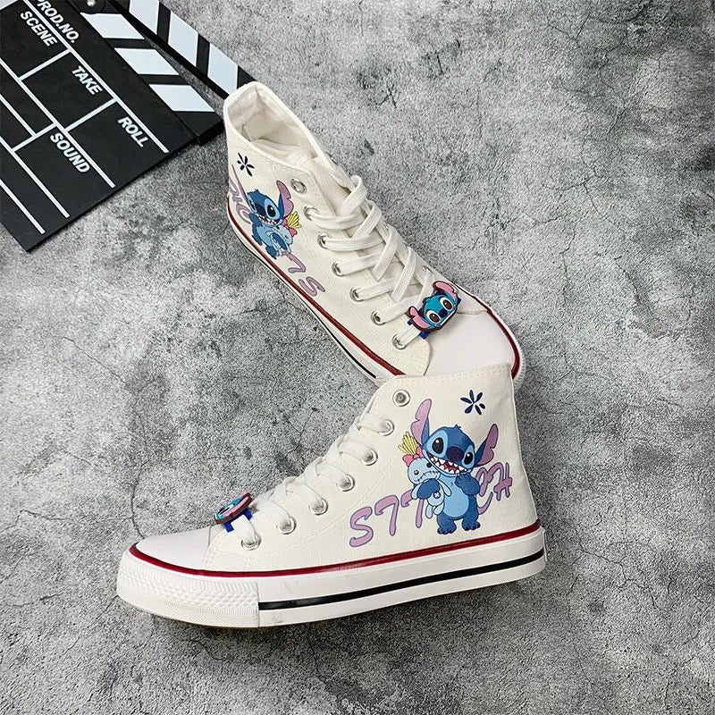 Lilo & Stitch Canvas Shoes Cute Cartoon Little Monster Pattern Shoes Fashion Casual Sports High and Low Canvas Shoes