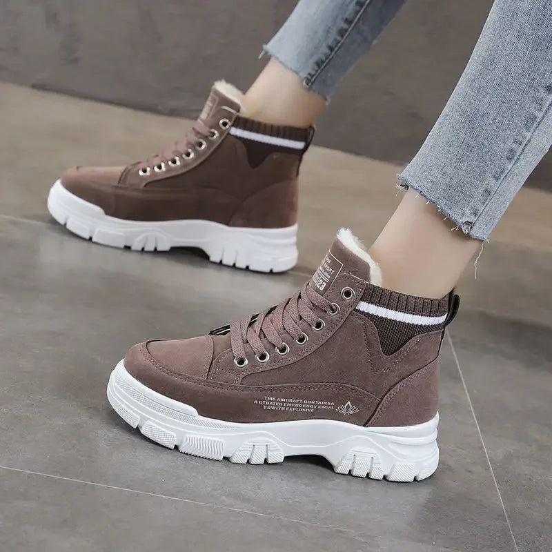 Snow Boots Women Shoes Warm Plush Fur Ankle Boots Winter Female Slip On Flat Casual Shoes 2023Waterproof Ultralight Footwear