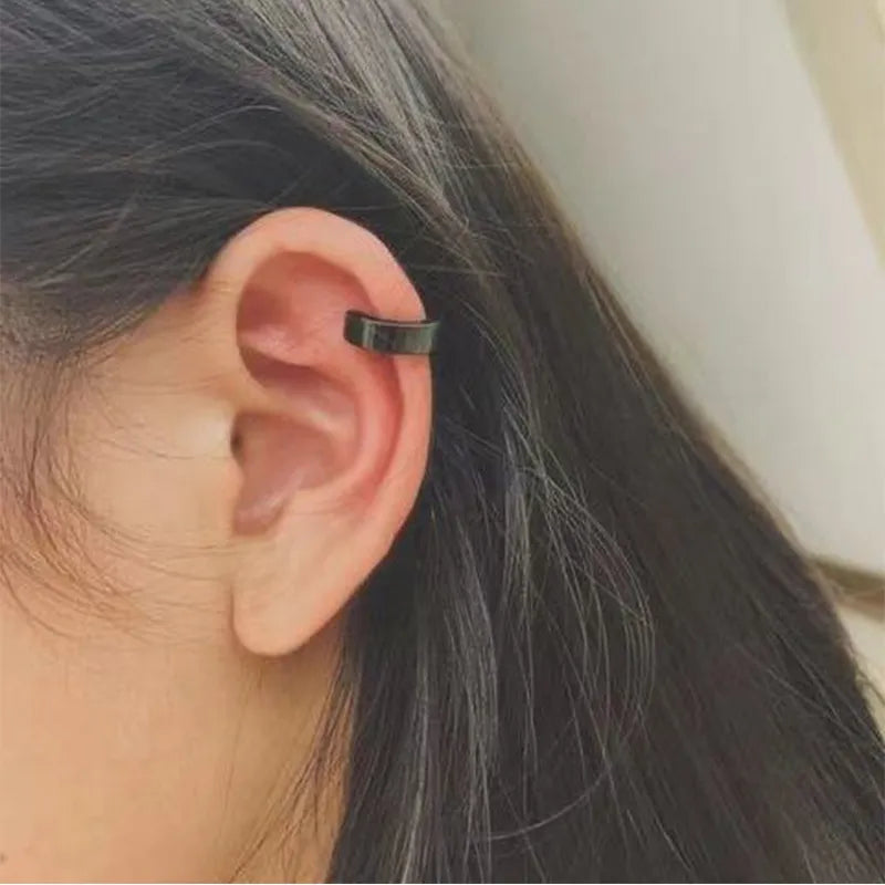 Anime Chainsaw Man Yoshida Hirofumi Cosplay Ear Clip Earrings Women Men Punk Black No Pierced Fake Ear Circle New Pop Jewelry