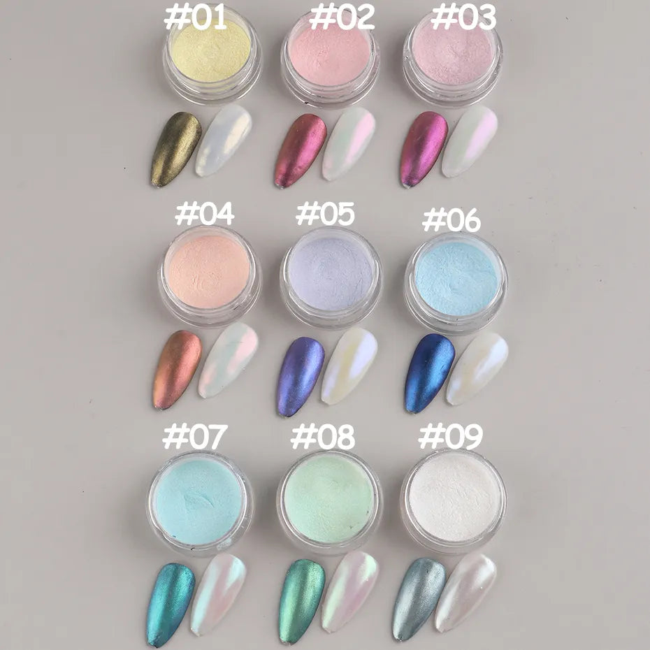 White Chrome Nail Fairy Powder Iridescent Glitter Aurora Mirror Pigment Holographic Nail Art Dust Manicure Nail Accesories NFX01