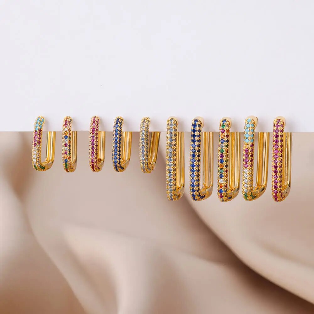 Luxury Zircon Black Hoop Earrings For Women Stainless Steel Square Earring Trending 2023 Wedding Aesthetic Jewelry Gift Bff