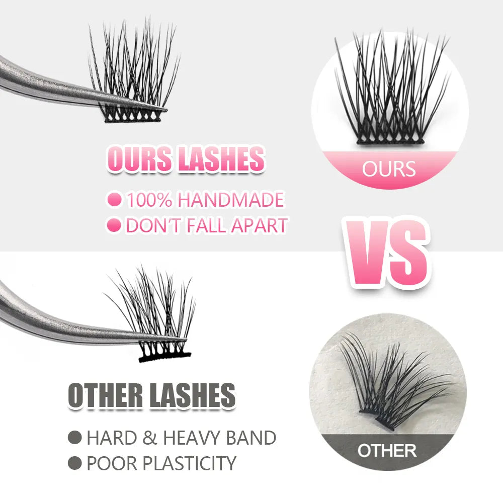 YUANZHIJIE Wholesale Soft Ribbon Segmented False Bundles Eyelashes DIY Individual Clusters Lash Extensions Faux Mink Lashes