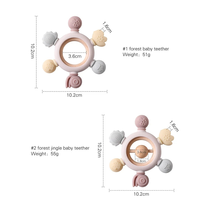 Let's Make 1PC Silicone Teether Baby Rudder Shape Wooden Teether Ring Kid Gift BPA Free Silicone Children Goods Kid Teething Toy