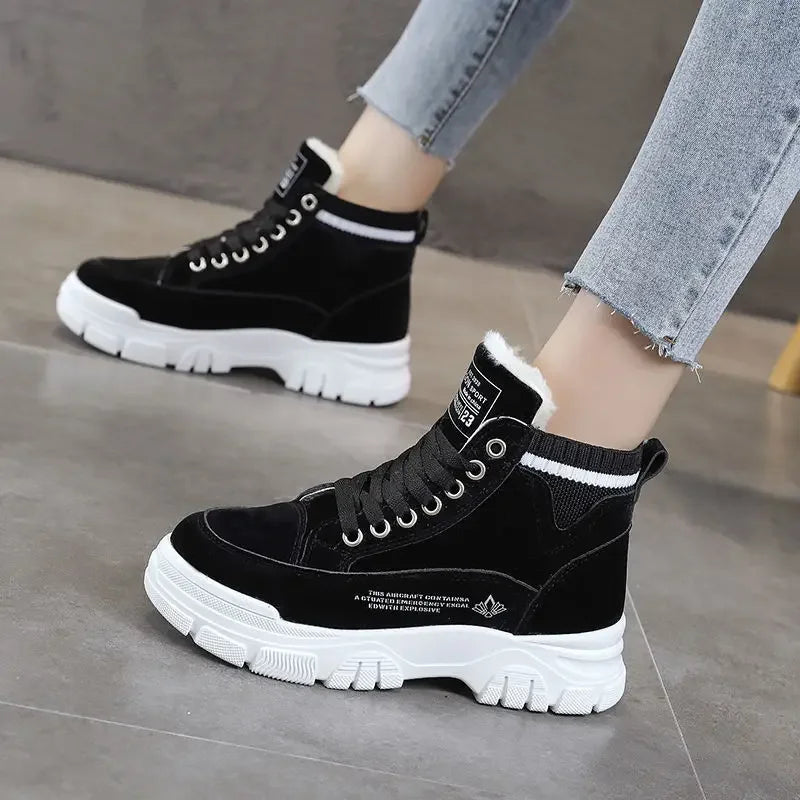 Snow Boots Women Shoes Warm Plush Fur Ankle Boots Winter Female Slip On Flat Casual Shoes 2023Waterproof Ultralight Footwear