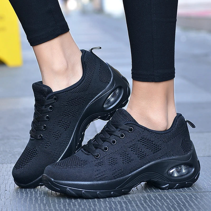 Fashion Casual Women Shoes Heighten Comfortable Mesh Breathable Walking Ladies Shoes Air Shoes Sneakers Women Thick Bottom