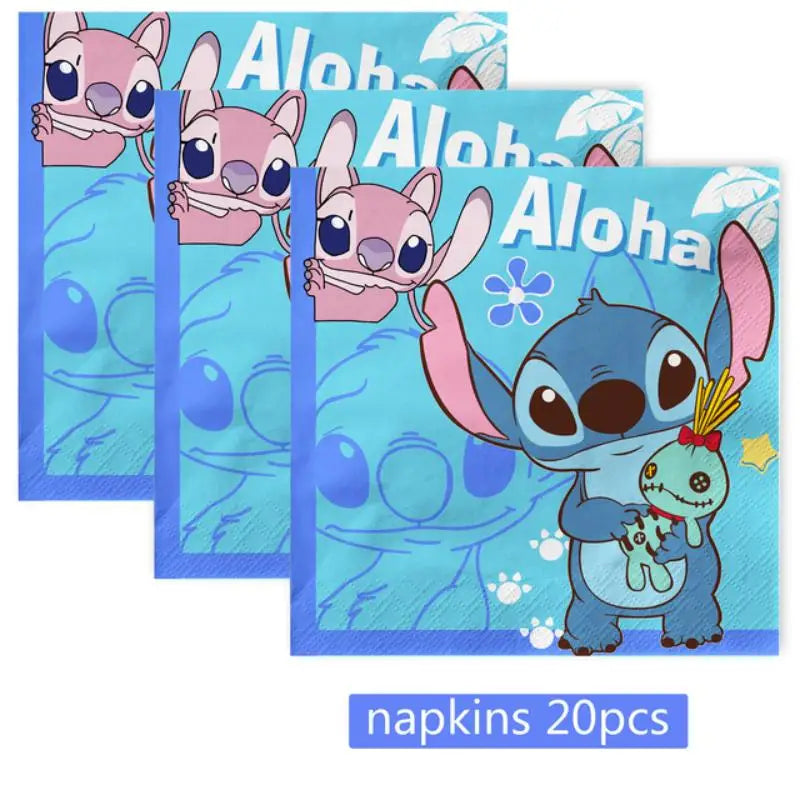 Lilo Stitch Birthday Party Decorations Disposable Tableware Include Plate Tablecloth Banner Balloon For Kid Baby Shower Supplies
