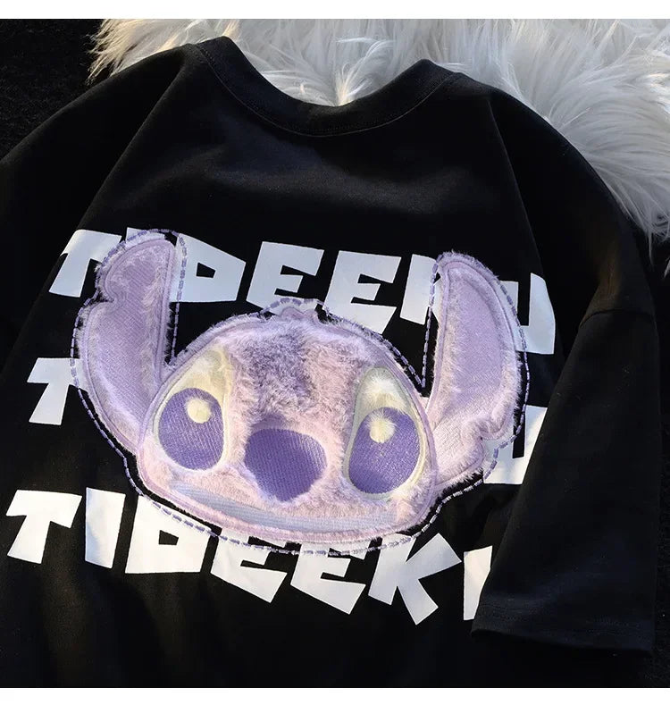 Youth men and women Stitch Disney oversize T Shirts Anime Character Print Cosplay Thin T-Shirts girl Graphic Undershirts