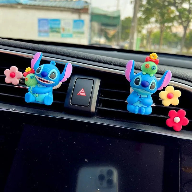 Stitch new car creative personalized cartoon decoration for men and women car air outlet purifying air aromatherapy holiday gift