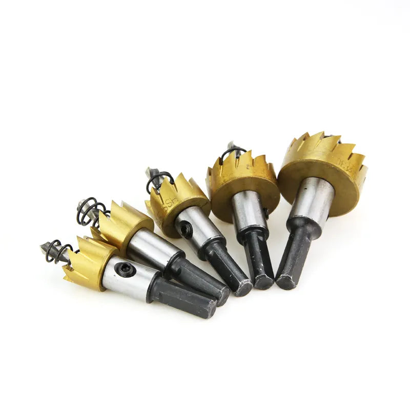 16 18.5 20 25 30mm 5Pcs HSS Titanium Coated Core Drill Bit Set Wood Metal Hole Saw Cutter Drilling Bits For Power Tools