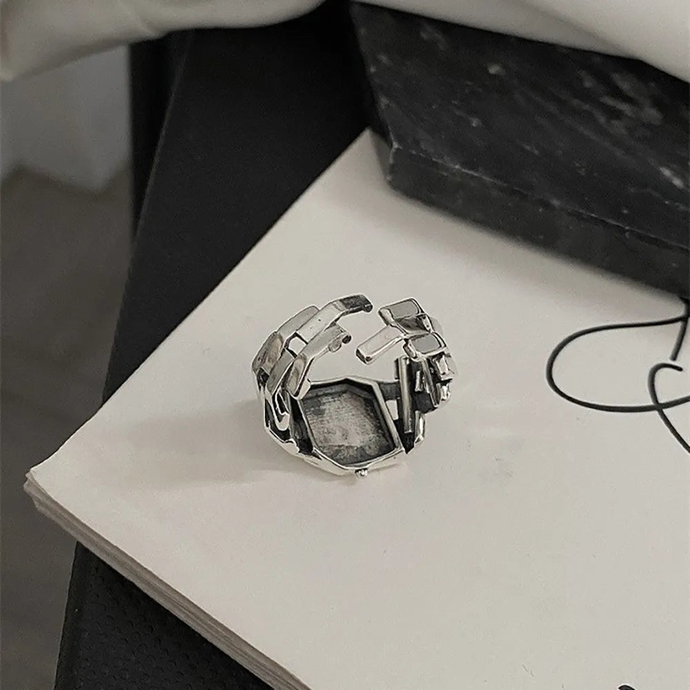 2023 Korean Silver Colour Roman Numeral Ring Vintage Fashion Clock Woman Open Ring Party Gift