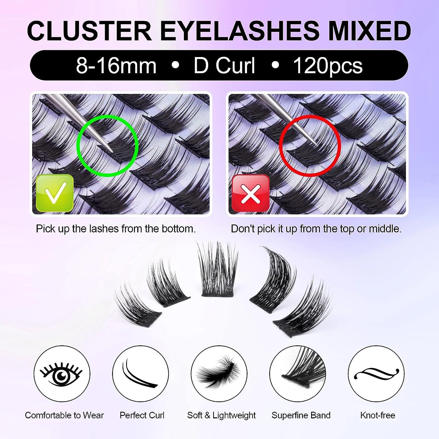 Eyelashes 240 PCS Clusters Lash Bond and Seal Makeup tools DIY Lashes Extension kit for gluing Lashes Gluing Glue Accessories