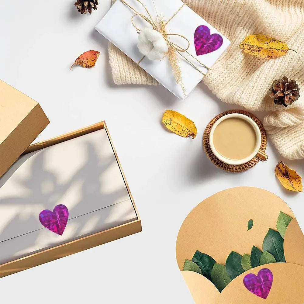 500Pcs/Roll Heart Sticker Valentines Day Decoration Candy Bag Seal Sticker Birthday Party Gift Packaging Cute Stationery Sticker
