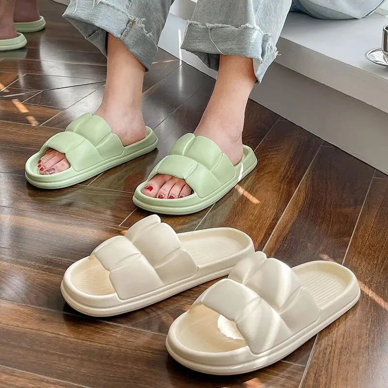 Thick Sole Flat Bottom Bathroom Home Slippers Fashion Soft Sole EVA Indoor Women Sandals Summer Non Slip Herringbone Slippers