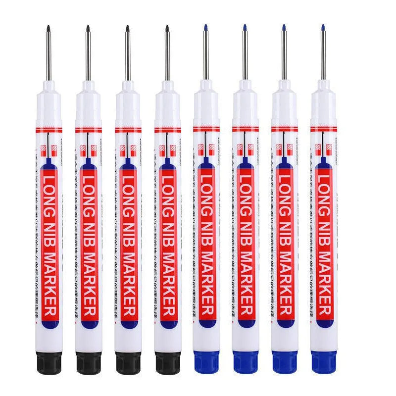 6Pcs/Set 20mm Deep Hole Long Nib Head Markers For Metal Perforating Pen Waterproof Bathroom Woodworking Decoration Multi-Purpose