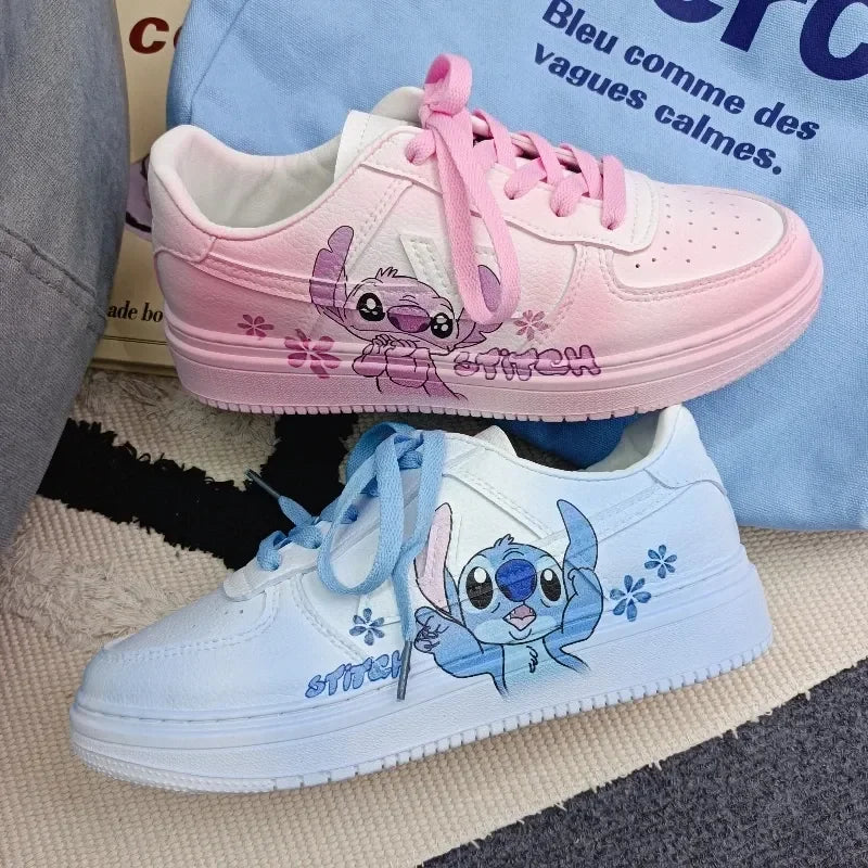Disney Stitch Angel Cartoon Sneaker Women Summer Breathable Versatile Couples Board Shoes Y2k Cute Student Leisure Shoes Gifts