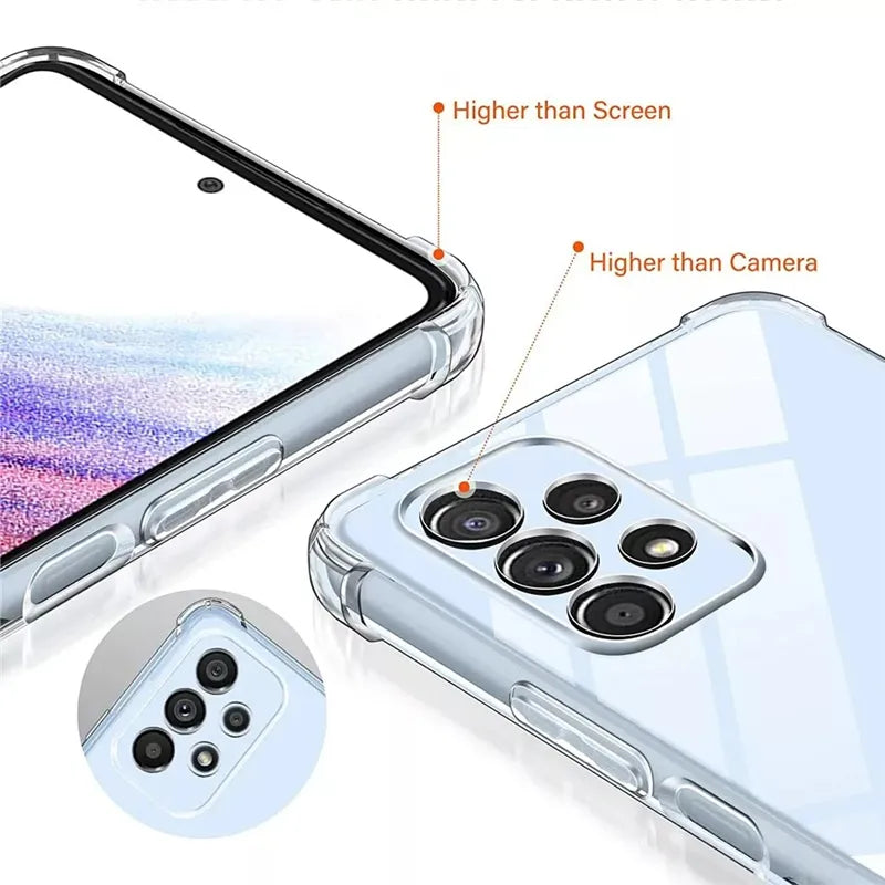 Luxury Clear Phone Case For Samsung A53 5G A54 Shockproof Case For Samsung S22 S21 S23 Ultra A52 A72 A73 A33 A13 A32 Back Cover