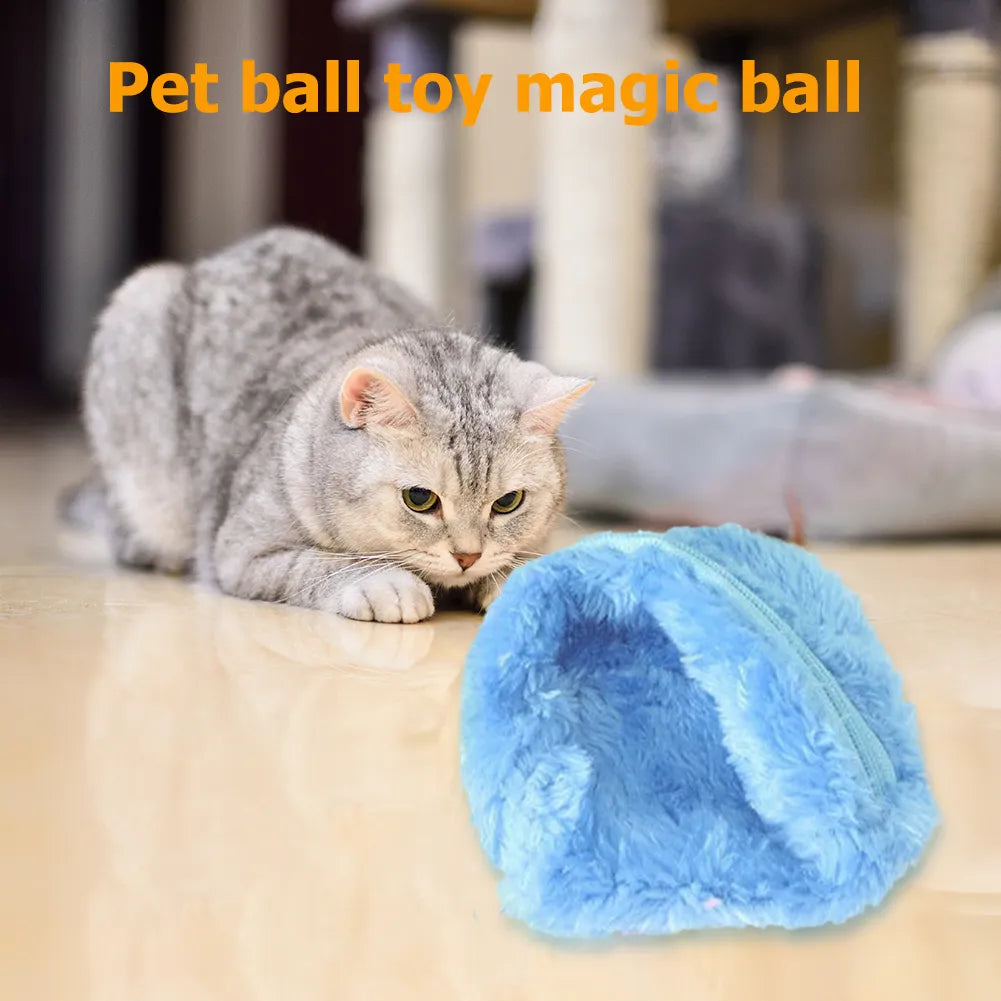 Magic Rolling Ball Toy Activation Ball Dog Cat Interactive Funny Chew Plush Electric Rolling Ball Pet Dog Cat Toy