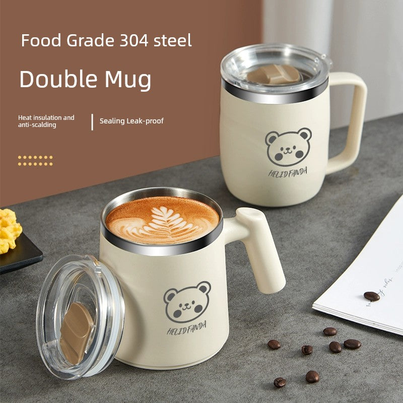 Cup Mug Coffee Cup with Lid 304 Stainless Steel Drinking Cup Tea Cup Men's and Women's Office Special Water Cup
