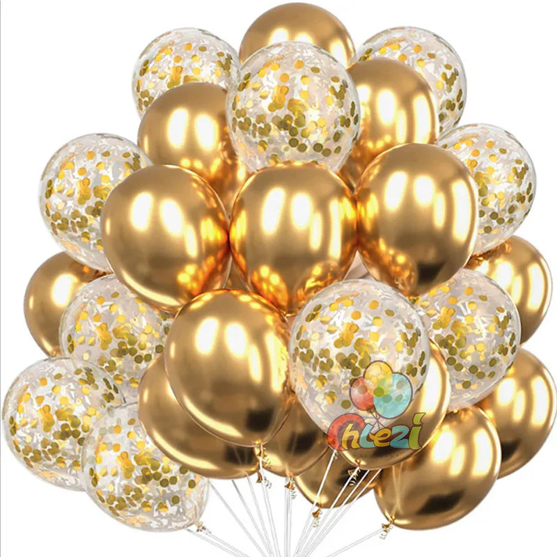 25pcs Confetti Metallic Chorme Balloons Macaroon Latex Ballon Anniversary Wedding Birthday Party Decors Adult Baby Shower Globos