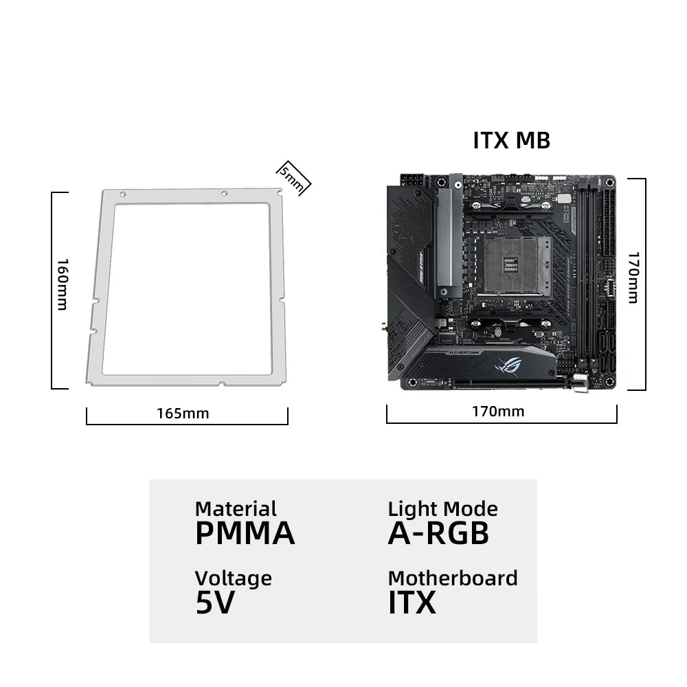 MOBO Frame Decoration Custom AURA SYNC PC Case MOD Panel ATX MATX ITX 5V3Pin Motherboard Lighting Pad MOBO A-RGB Frame Acrylic