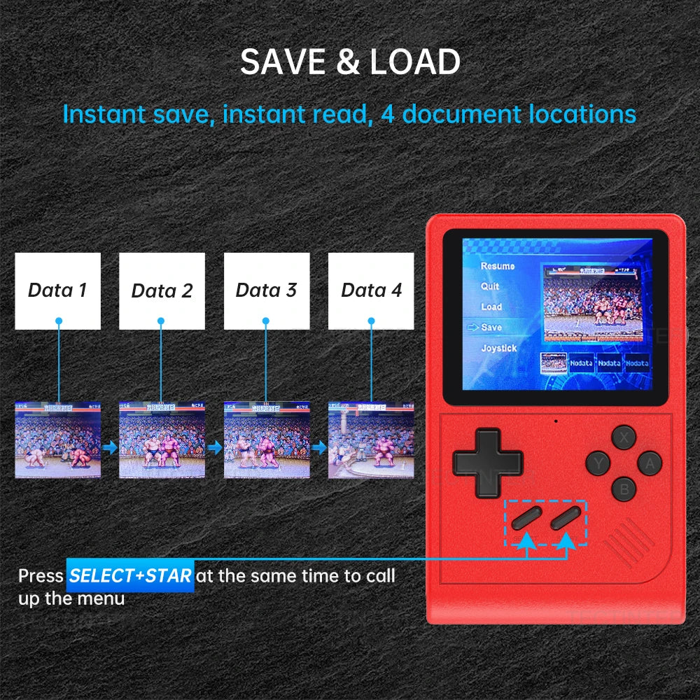 GB300 Portable Handheld Game Player 3.0 inch Screen TV Video Game Console AV Output Retro Game Console Built-in 8G 6000+ Games