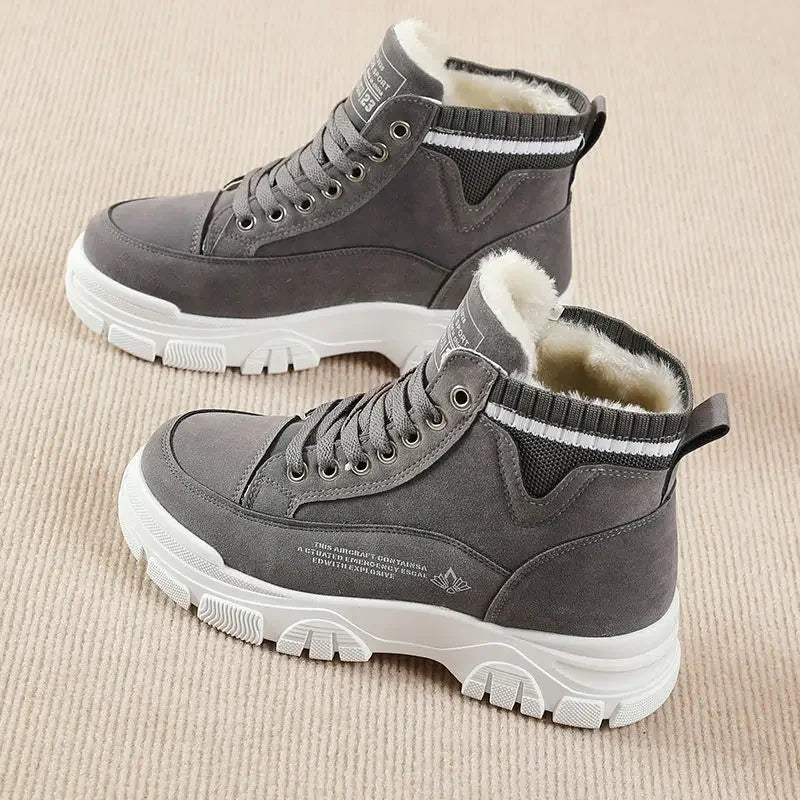 Snow Boots Women Shoes Warm Plush Fur Ankle Boots Winter Female Slip On Flat Casual Shoes 2023Waterproof Ultralight Footwear