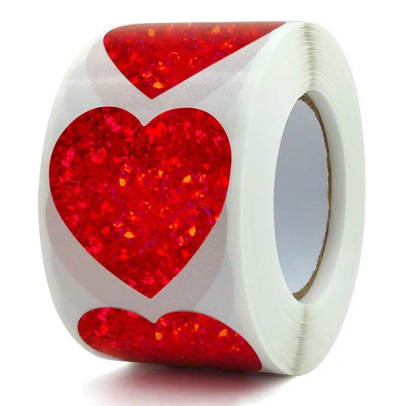 500Pcs/Roll Heart Sticker Valentines Day Decoration Candy Bag Seal Sticker Birthday Party Gift Packaging Cute Stationery Sticker