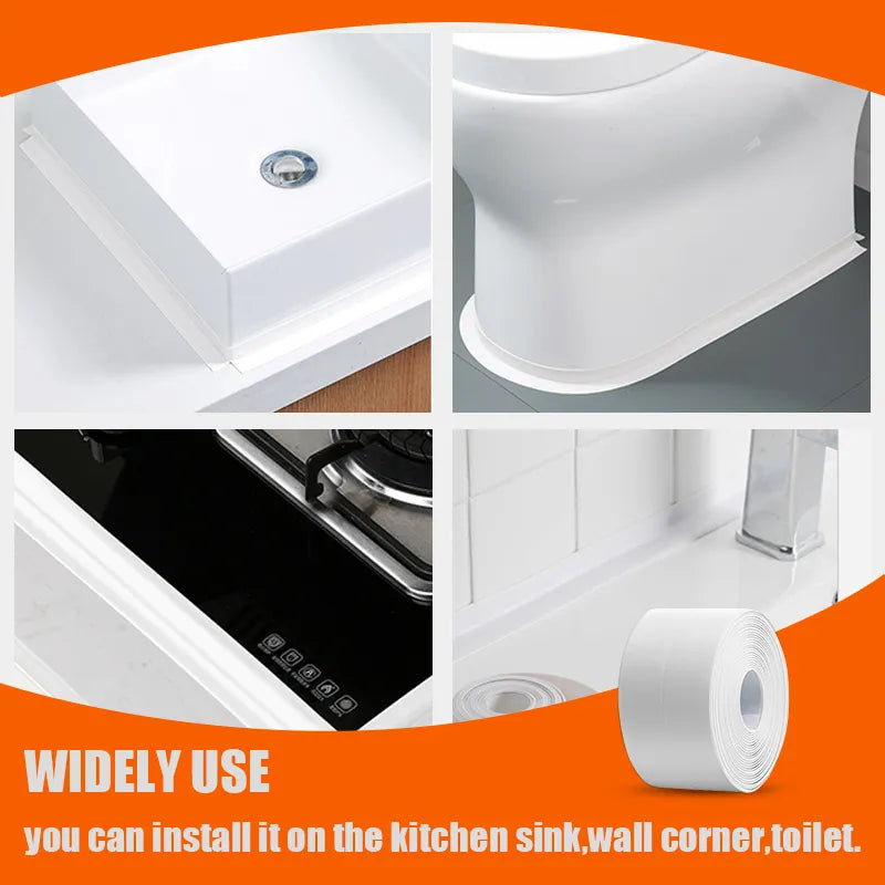 PVC Waterproof Wall Sticker Self Adhesive Sink Stove Crack Strip Kitchen Bathroom Bathtub Corner Sealant Tape Waterproof