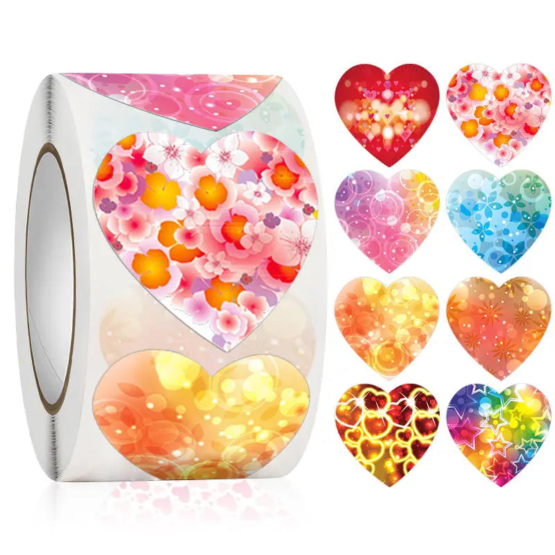 500Pcs/Roll Heart Sticker Valentines Day Decoration Candy Bag Seal Sticker Birthday Party Gift Packaging Cute Stationery Sticker