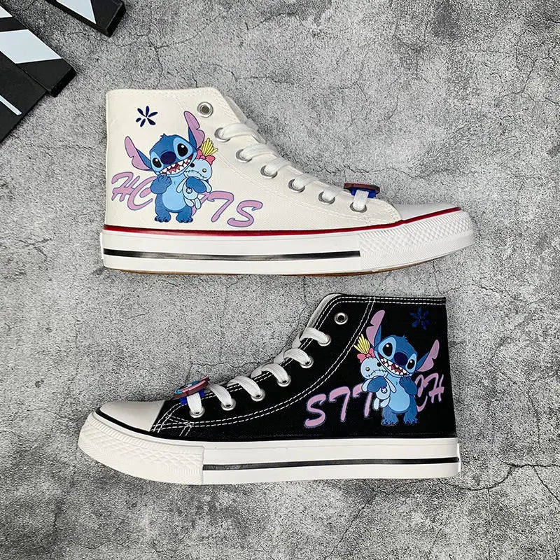 Lilo & Stitch Canvas Shoes Cute Cartoon Little Monster Pattern Shoes Fashion Casual Sports High and Low Canvas Shoes