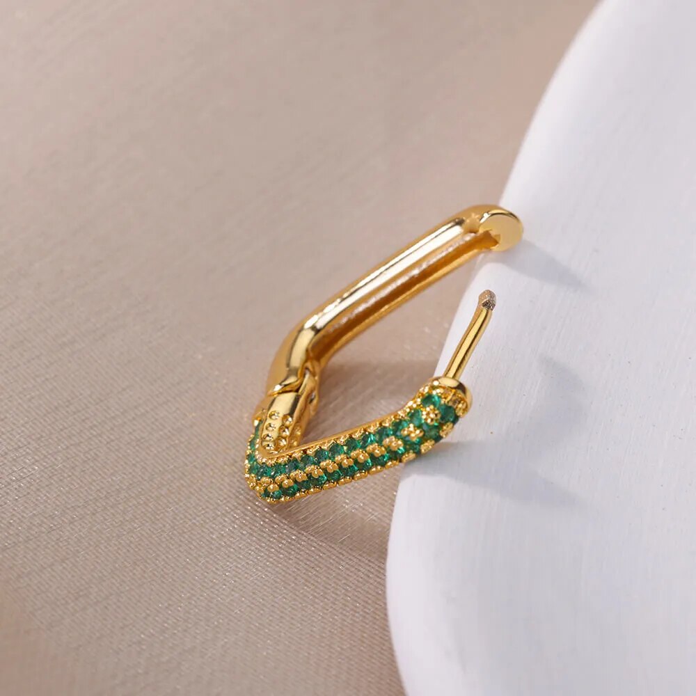 Luxury Zircon Black Hoop Earrings For Women Stainless Steel Square Earring Trending 2023 Wedding Aesthetic Jewelry Gift Bff