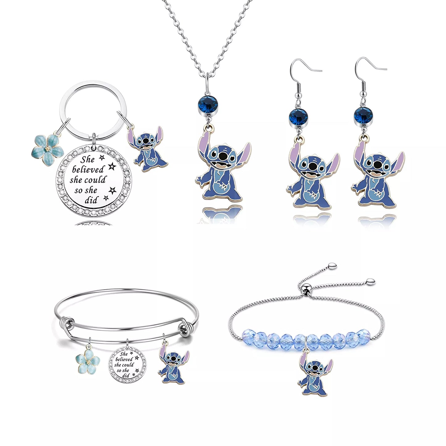Disney Sci-fi Animated Film Lilo & Stitch Necklace Cute Cartoon Stitch Enamel Pendant Necklaces For Women Jewellery Gifts